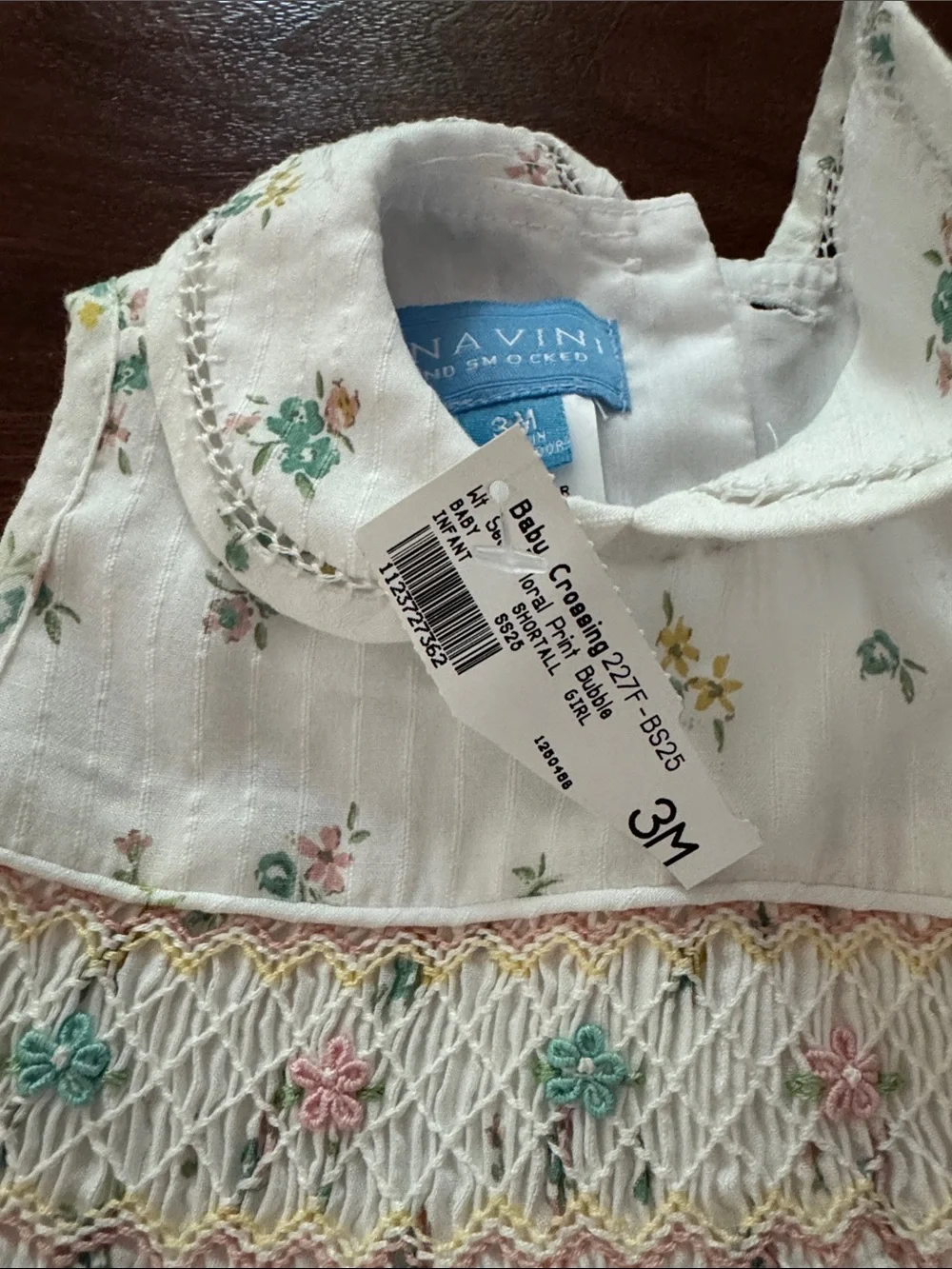 Lavín White Floral Smocked Baby One-Piece